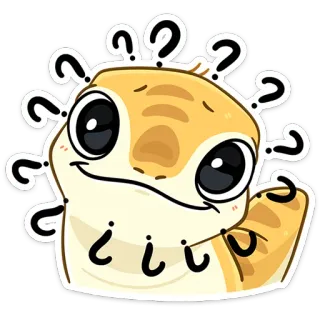 ❓ ??? lucertola, punti interrogativi, confuso, cartone animato, animale, carino whatsapp sticker