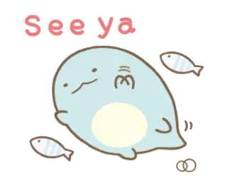 👋 See ya แมวน้ำ, ปลา, การ์ตูน, น่ารัก, ลาก่อน telegram sticker