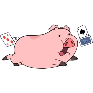 🃏 Waddles Gravity Falls pig, cards, animation, cartoon, comedy telegram sticker