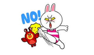 😠 Brown NO! стикер, кролик, Line Friends, нет, мультфильм, анимированный, отказ, злой whatsapp sticker