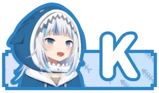 🔤 Gawr Gura K Anime, Vtuber, Squalo, Gawr Gura, Carino, Arte digitale telegram sticker