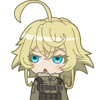🤨 Tanya Degurechaff Saga of Tanya the Evil Anime, Chibi, Charakter, Militär, Krieg, Manga whatsapp sticker
