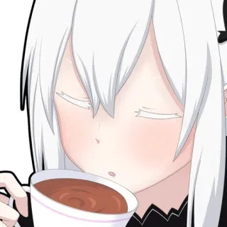 ☕️ Anime, Equidna, Re Zero, Té, Dibujos animados telegram sticker