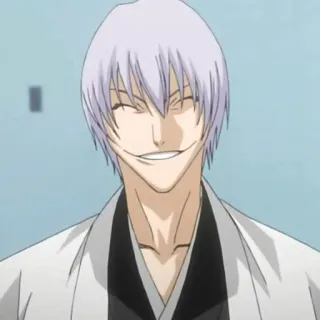 😈 Gin Ichimaru Bleach anime, manga, Gin Ichimaru, Bleach, character, smiling, white hair telegram sticker