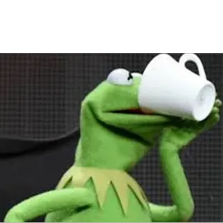 🙂 Kermit 커밋, 머펫, 마시는, 차, 밈, 웃긴 telegram sticker