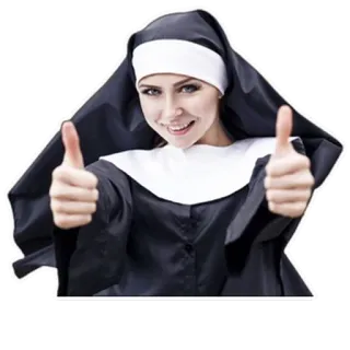 👍 suora, pollice in su, religione, cattolico whatsapp sticker