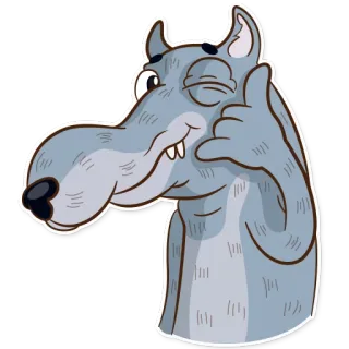 ☎ lobo, animal, desenho animado, ilustração, engraçado, personagem, gesto telegram sticker