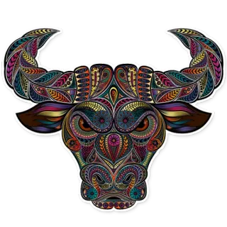 🐂 bull, animal, sticker, floral, ornate, colorful telegram sticker