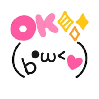 🆗 OK ok, mignon, kawaii, paillettes, coeur, expression whatsapp sticker