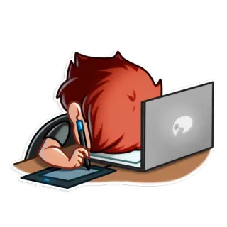 😵 artista, stanco, lavoro, arte digitale, disegno, creativo telegram sticker