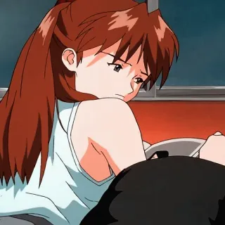 ☹️ Misato Katsuragi Neon Genesis Evangelion anime, sad, girl, Misato Katsuragi, Neon Genesis Evangelion, cartoon telegram sticker