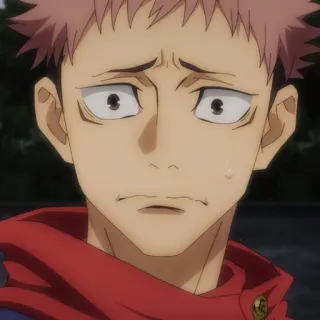 💀 Yuji Itadori Jujutsu Kaisen Anime, Nhân vật, Buồn, Bối rối, Chú thuật hồi chiến, Yuji Itadori whatsapp sticker
