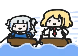 🛶 Gawr Gura and Amelia Watson anime, vtuber, hololive, cute, kawaii, funny, cartoon telegram sticker