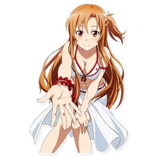 👐 Asuna Yuuki Sword Art Online 애니메이션, 소드 아트 온라인, 아스나, 수영복, 팬아트, 애니메이션 소녀 telegram sticker