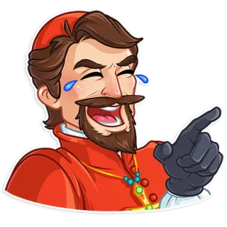 😂 Kartun, Pria, Tertawa, Menunjuk, Tokoh sejarah, Kerajaan, Bangsawan telegram sticker