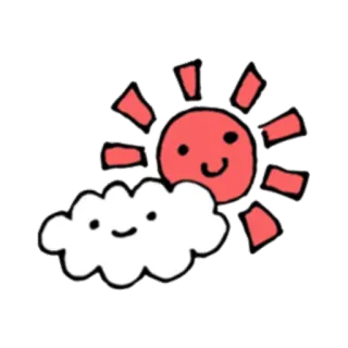 ⛅ sol, nube, tiempo, feliz, lindo, garabato whatsapp sticker