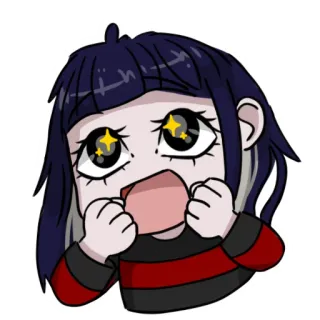 🔫 animé, dessin animé, fille, excitée, yeux brillants, émotionnel, mignon whatsapp sticker