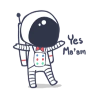 🎩 Yes Ma'am astronauta, espaço, sim senhora, saudação, reverência telegram sticker