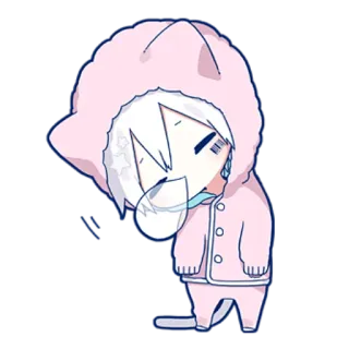 😴 chibi, kawaii, cat, animal, hoodie, cute telegram sticker