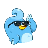 😎 burung, kartun, kacamata, keren, lucu, biru, karakter telegram sticker