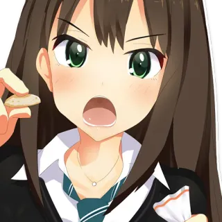 😠 Anime, Chica, Comiendo, Galleta telegram sticker