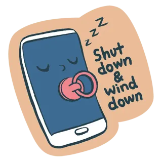 😴 Shut down & wind down smartphone, chupeta, dormir, relaxar, desligar, acalmar, tecnologia, descanso telegram sticker