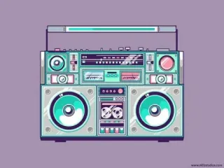 🎵 Boombox, Radio, Musique, Rétro, Années 80, Vintage telegram sticker