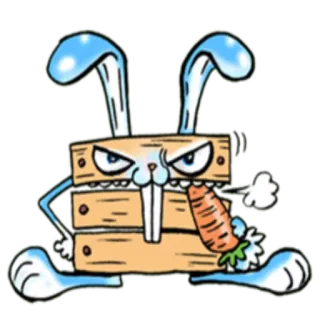 🥕 กระต่าย, การ์ตูน, แครอท, สัตว์, ตลก, กล่อง telegram sticker
