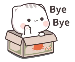 🍼 Bye Bye chat, au revoir, bye, dessin animé, animal, boîte telegram sticker