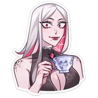☕️ гот, готика, ведьма, чай, женщина, женский whatsapp sticker