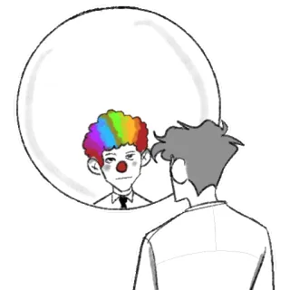 🤡 payaso, espejo, reflejo, decepción, triste, molesto telegram sticker