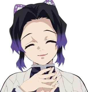 😊 Shinobu Kocho Demon Slayer Anime, Demon Slayer, Shinobu Kocho, Sorridendo, Personaggio telegram sticker