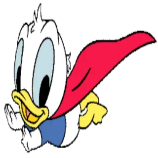 ✈ Donald Duck Cartoon, Ente, Fliegend, Niedlich, Baby, Umhang telegram sticker