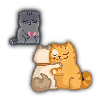💔 gato, triste, coração partido, amor, abraço, desenho animado telegram sticker