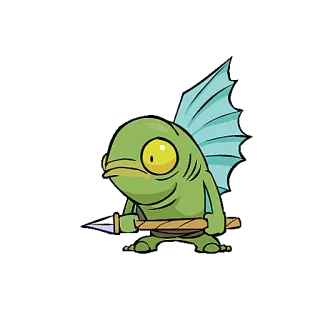 🐙 fish, spear, cartoon, monster, creature telegram sticker