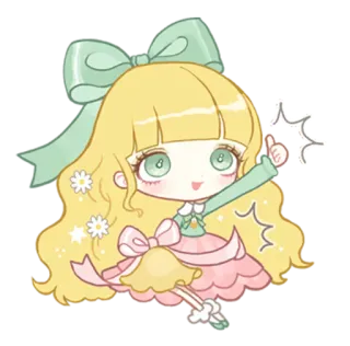 👍 可爱, Q版, 女孩, 卡通, 卡哇伊, 美学, 贴纸 telegram sticker