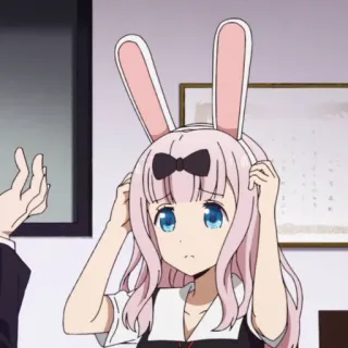 🐇 Chika Fujiwara Kaguya-sama: Love Is War anime, chika fujiwara, kaguya-sama love is war, bunny ears, cartoon, cute whatsapp sticker