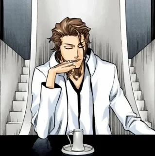 🧬 Sosuke Aizen Bleach 애니메이션, 만화, 악당, 아이젠, 침착한 telegram sticker