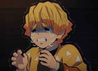 😭 Zenitsu Agatsuma Demon Slayer anime, crying, scared, demon slayer, zenitsu, agatsuma, emotion, fear whatsapp sticker