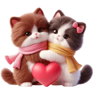 😍 gato, gatito, lindo, corazón, amor, bufanda, animal, mascota, kawaii telegram sticker