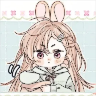 🍓 애니메이션 소녀, 토끼 귀, 만화, 귀여운, 일러스트 telegram sticker