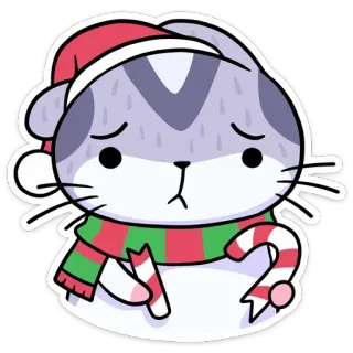 😫 แมว, คริสต์มาส, เศร้า, น่ารัก, สติกเกอร์, สัตว์ telegram sticker