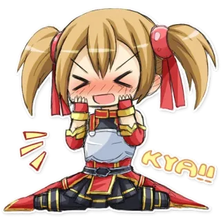 😳 KYA!! Anime, Słodkie, Rumieniec, Wykrzyknik, Kreskówka telegram sticker