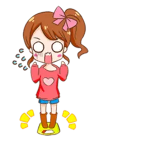 😵 Desenho animado, Menina, Balança, Dieta, Chocada, Anime whatsapp sticker