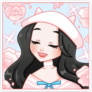 ☺️ 만화, 인물 사진, 베레모, 카와이, 귀여운, 여자 telegram sticker