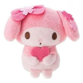 🌟 My Melody My Melody, Sanrio, süß, rosa, kawaii, Plüsch, Figur, Spielzeug telegram sticker