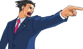 👉 Phoenix Wright Ace Attorney 弁護士, 指差し, 異議, 裁判所 telegram sticker