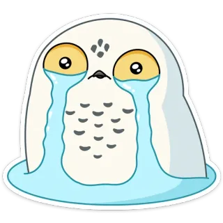 😭 coruja, chorando, triste, desenho animado, fofo, pássaro telegram sticker