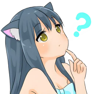 🤔 Anime, Ragazza gatto, Domanda, Pensando, Carino, Manga telegram sticker