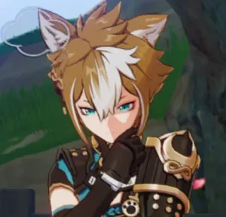 🤔 Gorou Genshin Impact anime, video game, dog ears, brown hair, male character telegram sticker
